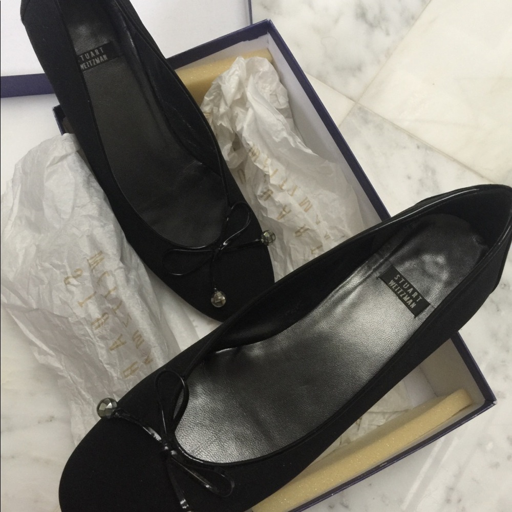 Stuart Weitzman black silk ballet flats
